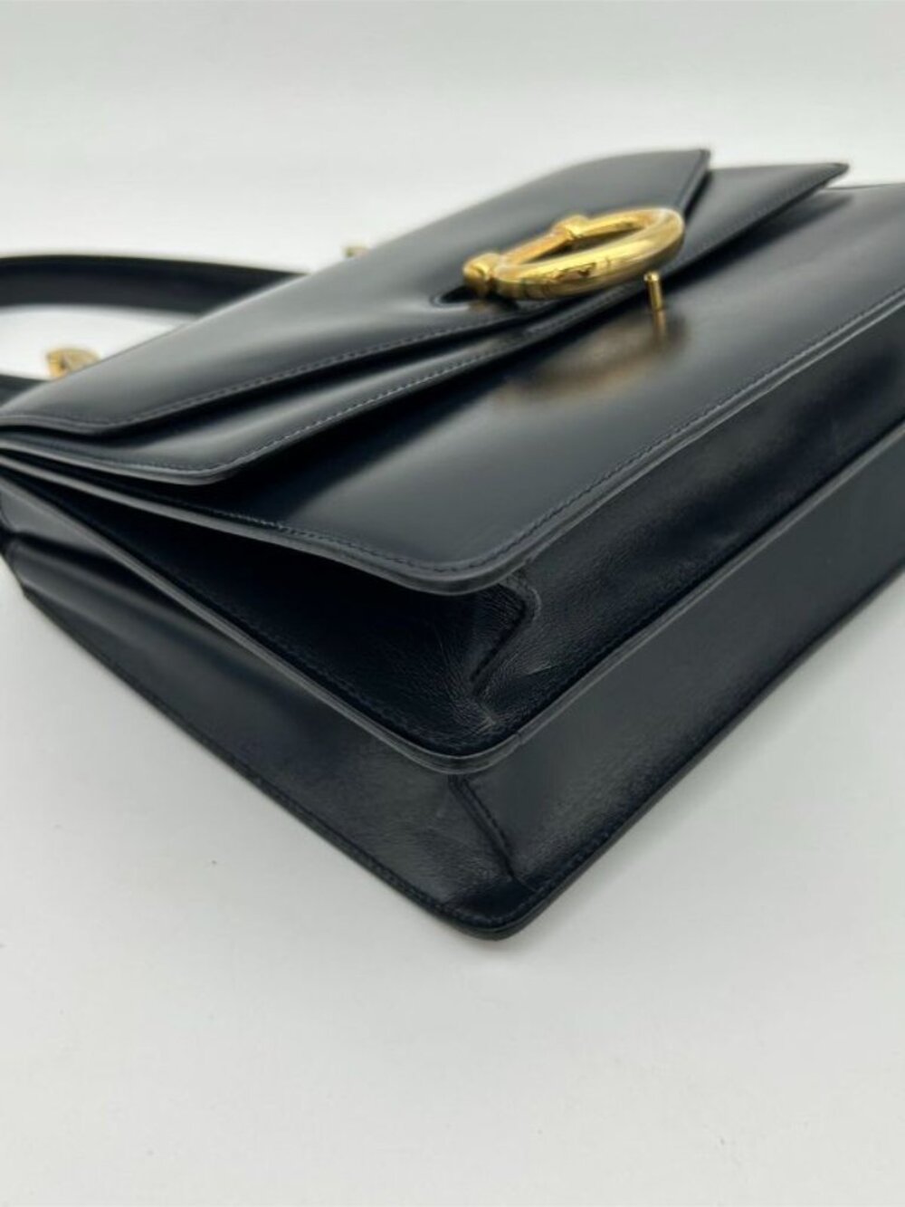 Celine Vintage Double Flap Handbag Small Leather Black - Picture 8 of 13